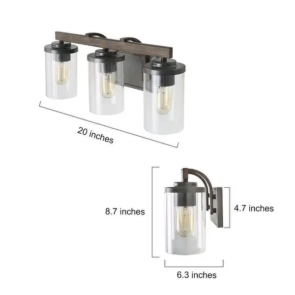 Fora Modern Farmhouse 4-Light Bathroom Vanity Lights Glass Metal Wall Sconces