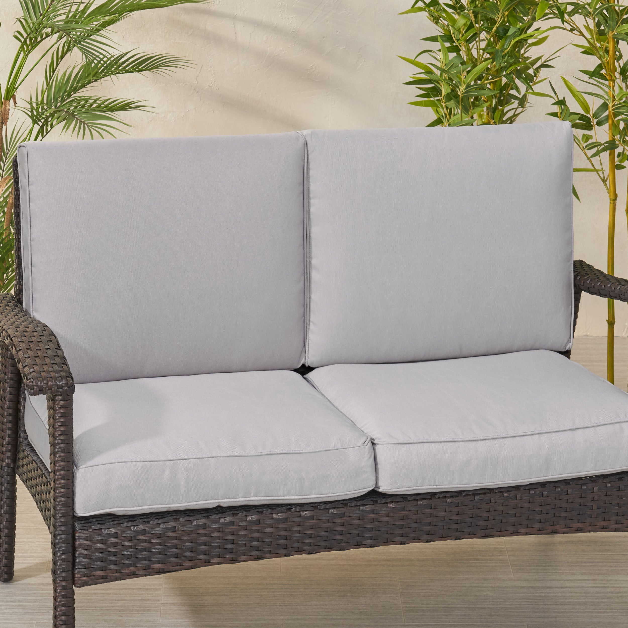 Atiyah Outdoor Water Resistant Fabric Loveseat Cushions with Piping