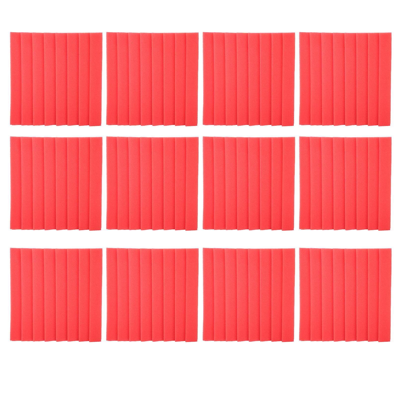 12pcs Soundabsorption Panels 8 Grooves Triangle Acoustic Foam Sound Proof Material(rouge )