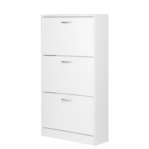 Modern Simple Large 3 Drawers White Shoe Cabinet for Living Room - - 36253097