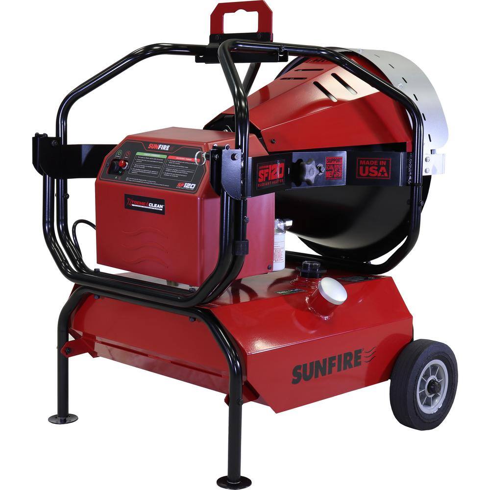 SUNFIRE SF120 120000 BTU DieselKerosene Radiant Heater with Quiet Safe Odorless Operation and Zero Carbon Monoxide SF120