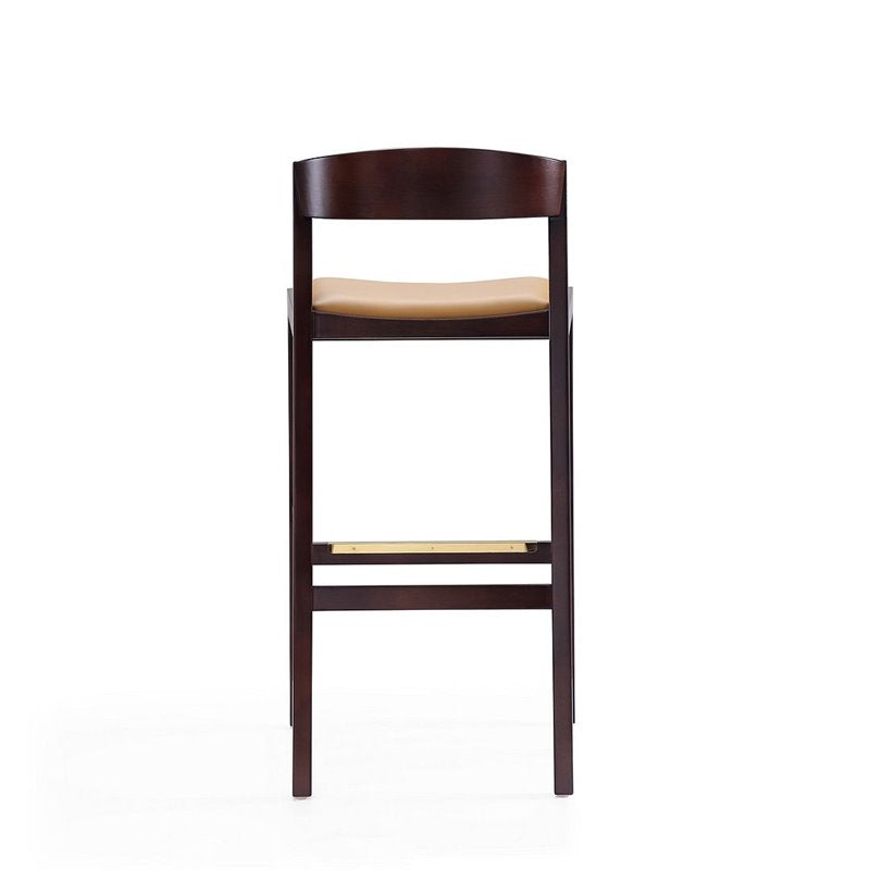 Manhattan Comfort Klismos 40.75 in. Camel and Dark Walnut Beech Wood Barstool (Set of 2)