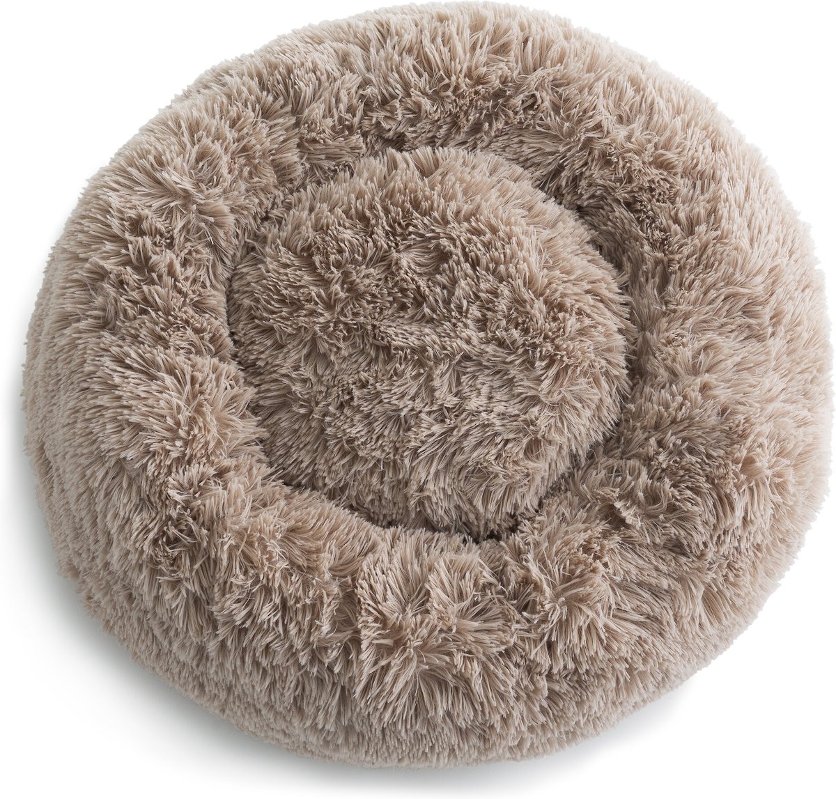 Brindle Donut Cuddler Dog and Cat Bed， Tan