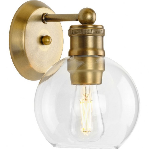 Progress Lighting Hansford Collection 1 light Bath Vanity Vintage Brass Clear Globe Glass Shade