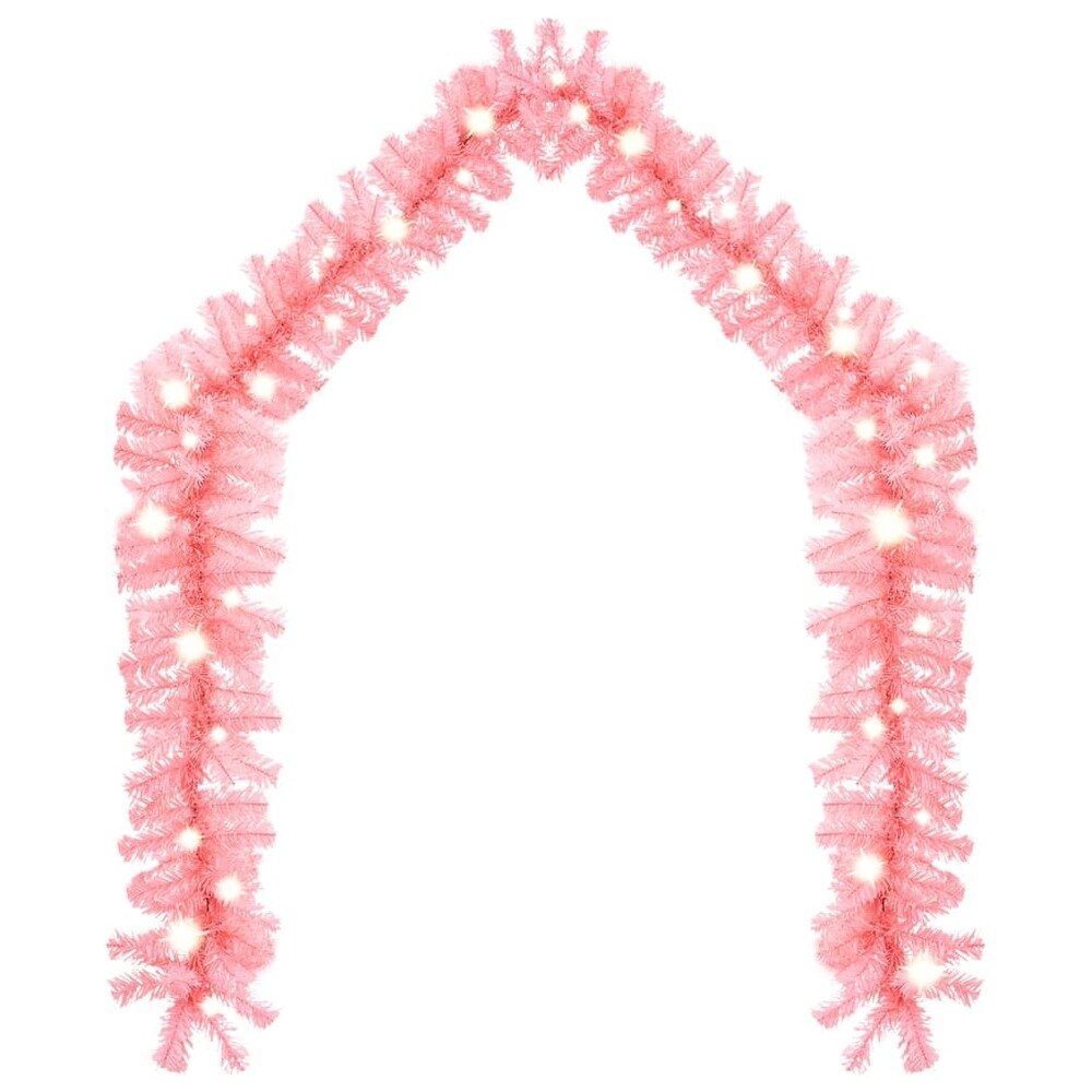 vidaXL Christmas Garland with LED Lights 33 ft Pink   393.7\