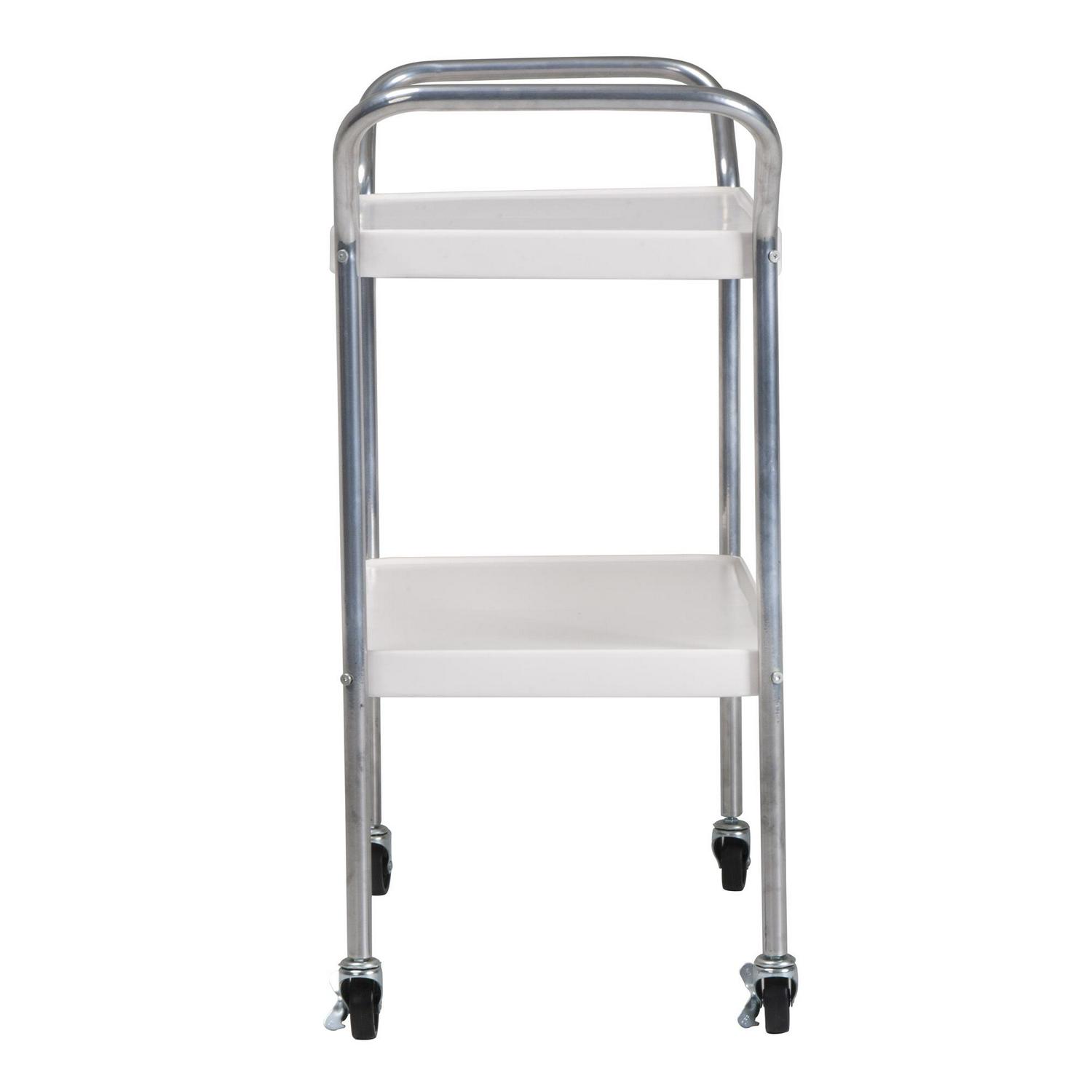 COSCO Stylaire 2 Tier Serving Cart， White and Silver