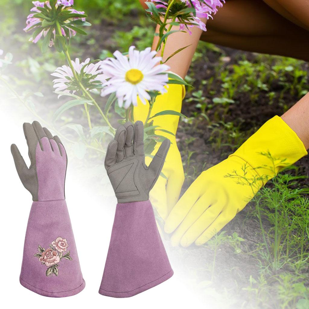 Heavy Duty Leather Gardening Gloves Long Breathable Sleeved Garden L