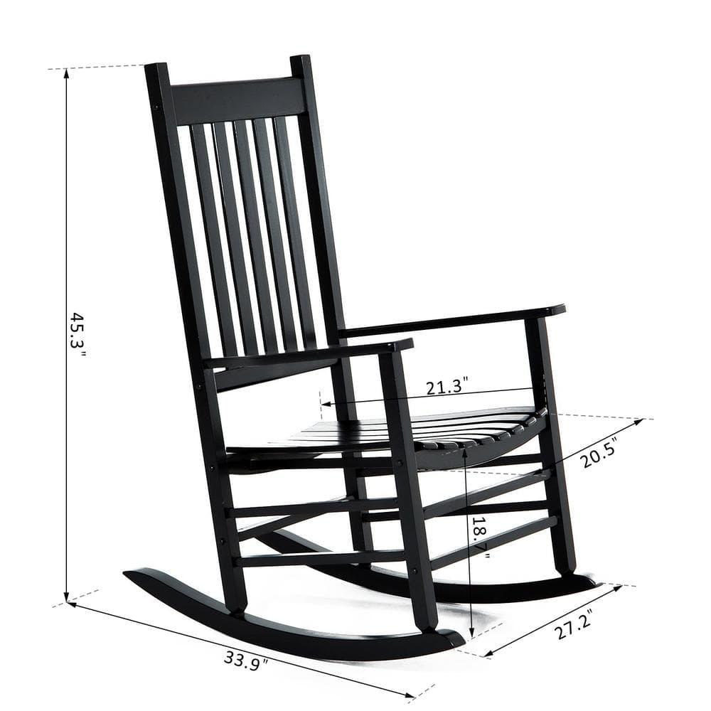 Outsunny Versatile Black Wooden IndoorOutdoor High Back Slat Rocking Chair