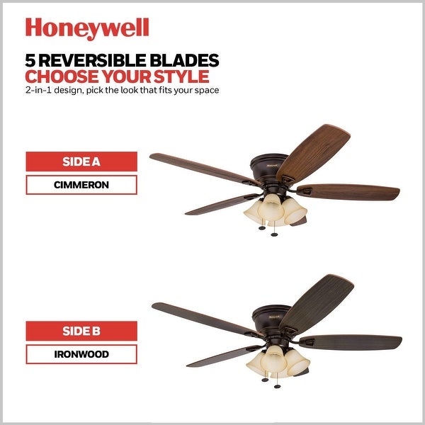 Honeywell Glen Alden 4-light Oil Rubbed Bronze Hugger Ceiling Fan Shopping - The Best Deals on Ceiling Fans | 22393910