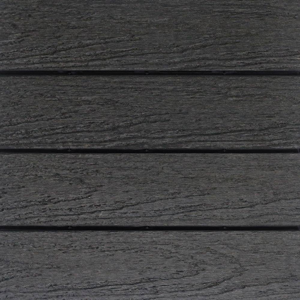 NewTechWood UltraShield Naturale 1 ft. x 1 ft. Quick Deck Outdoor Composite Deck Tile Sample in Hawaiian Charcoal US-QD-ZX-CH-S