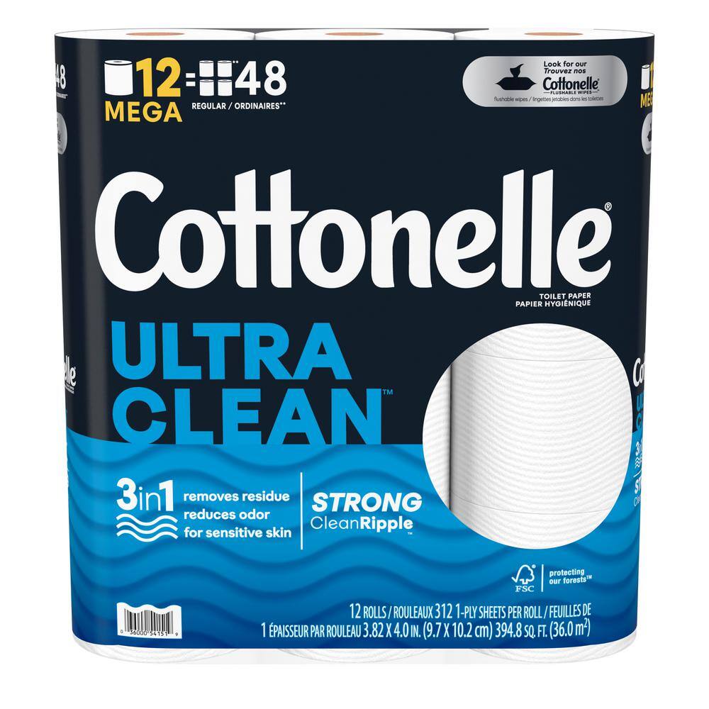 Cottonelle Ultra-Clean Toilet Tissue (312 Sheet Per Roll 12 Rolls Per Pack) 54151