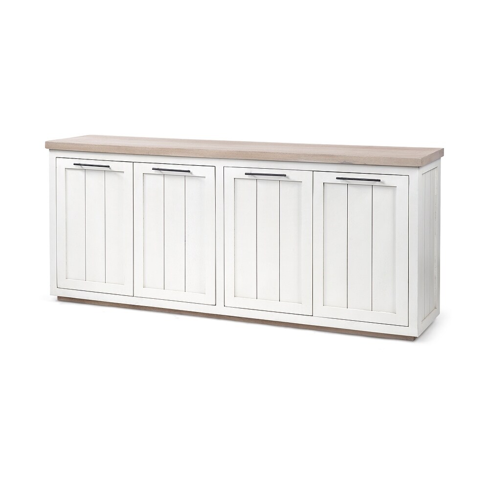 Fairview III Light Brown   White Solid Wood w/ 4 Cabinet Door Sideboard   73\