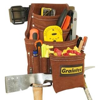 Graintex Suede 10-Pocket Leather Nail and Tool Pouch with Belt SS2976