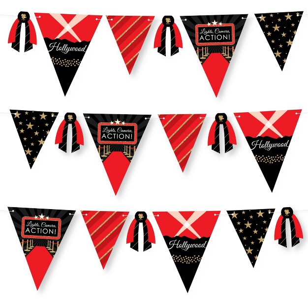 Big Dot Of Happiness Red Carpet Hollywood Diy Movie Night Party Pennant Garland Decoration Triangle Banner 30 Pieces