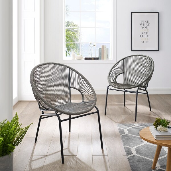 Corvus Sarcelles Woven Wicker Indoor/Outdoor Bistro Chairs (Set of 2)