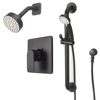 OLYMPIA Single Handle 1-Spray Patterns 3.75 in. Wall Mount Shower Trim Set Handheld Shower Head in Matte Black TD-23912-ADA-MB