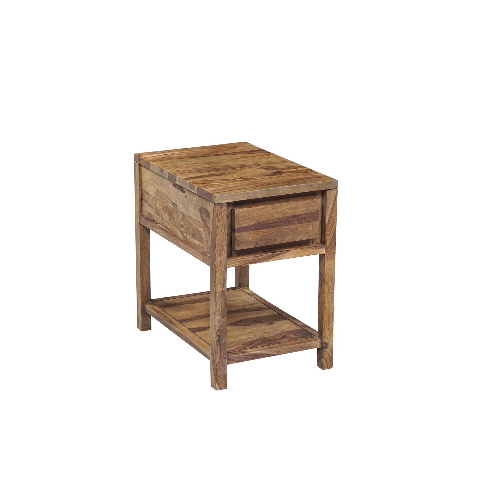 Wanderloot Urban Mid-Century Modern Sheesham Wood End Table With Drawer - 24