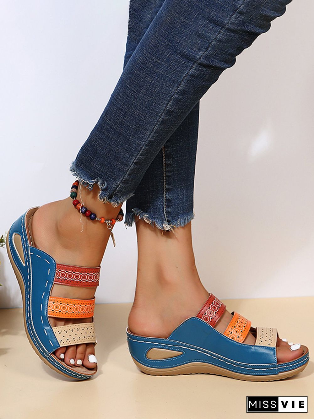 Casual Ethnic Hollow Slippers Wedges