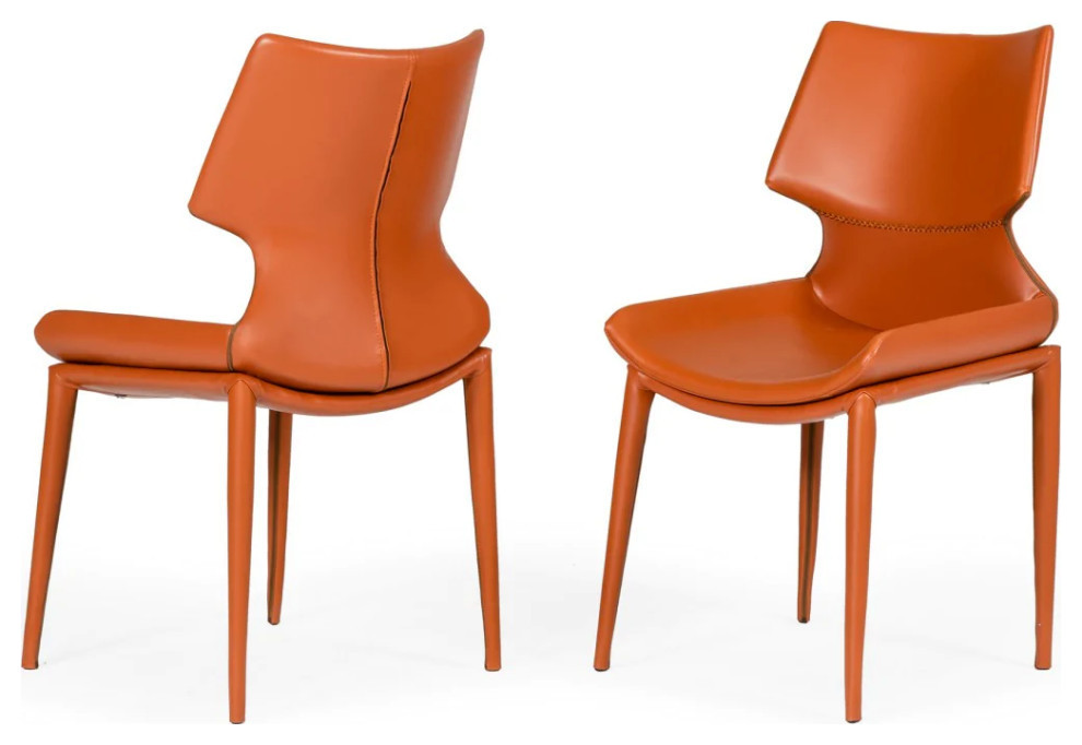 Ralph Contemporary Cognac Eco Leather Dining Chair  Set of 2   Contemporary   Dining Chairs   by Virgil Stanis Design  Houzz