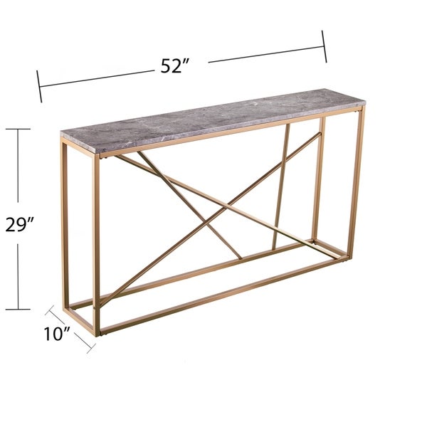 SEI Furniture Sigrid Faux Marble Skinny Console Table