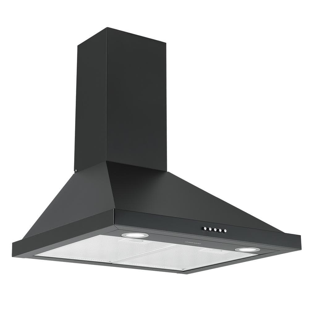 Ancona 24 in 280 CFM Convertible Wall Mount Pyramid Range Hood in Matte Black