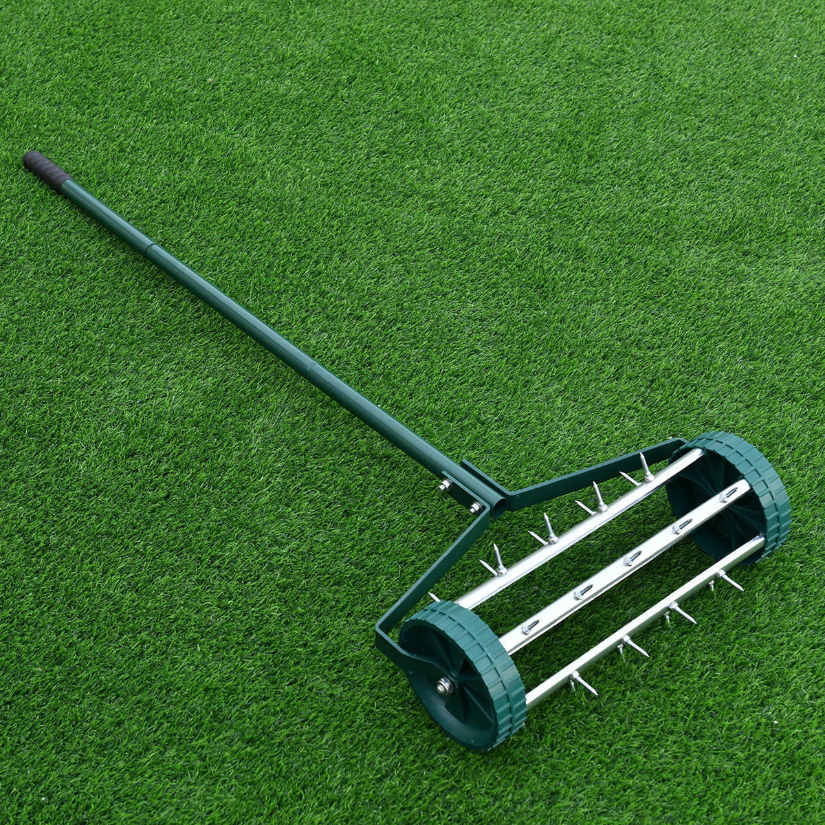 Heavy Duty Rolling Garden Lawn Aerator Roller with Steel Handle - Perfect for Home Grass Maintenance