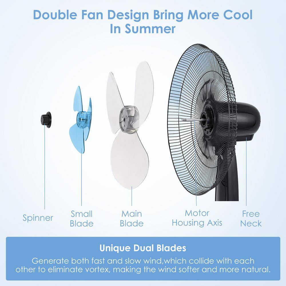 Costway 45 in. to 53 in. 3-Speed Oscillating Pedestal Fan EP24830