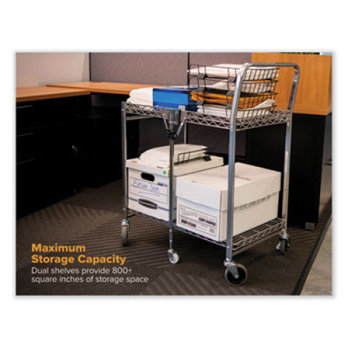 Bostitch Stowaway Folding Carts， Metal， 2 Shelves， 250 lb Capacity， 29.63