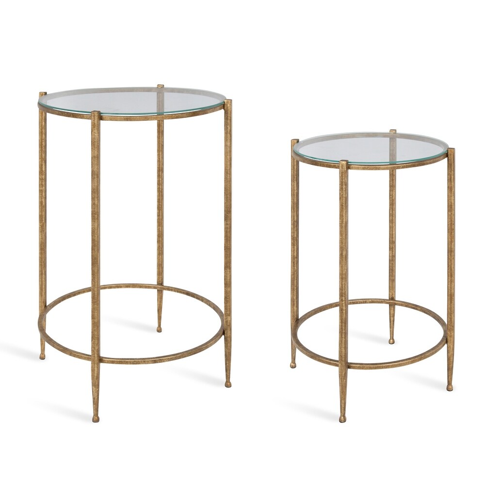 Kate and Laurel Solange Metal and Glass Nesting Tables 2 Piece Set