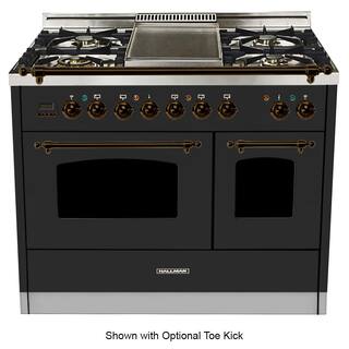 Hallman 40 in. 4.0 cu. ft. Double Oven Dual Fuel Italian Range True Convection5 Burners LP Gas Bronze TrimMatte Graphite HDFR40BZMGLP