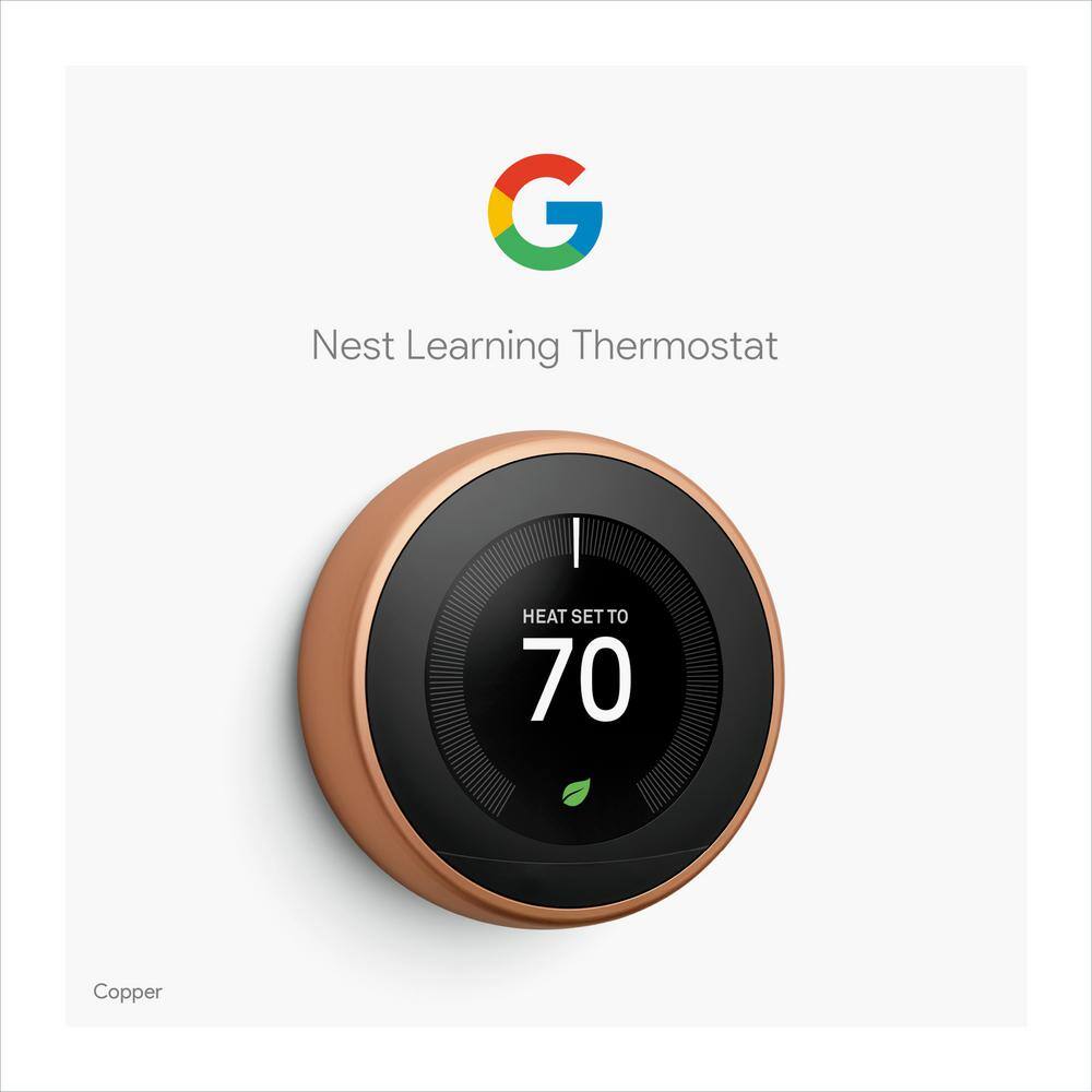 Google Nest Learning Thermostat - Smart Wi-Fi Thermostat - Copper T3021US