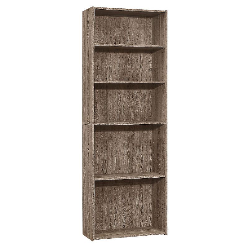 71.25 Taupe Brown Contemporary 5 Shelves Rectangular Bookcase