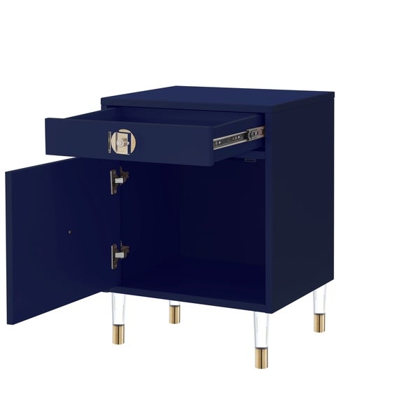 Nicole Miller  High Gloss 1-drawer Nightstand with Acrylic Legs - - 28416408