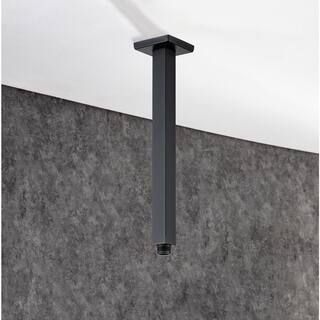 RAINLEX 8 in. Square Ceiling Mount Shower Arm and Flange in Matte Black L3H-200