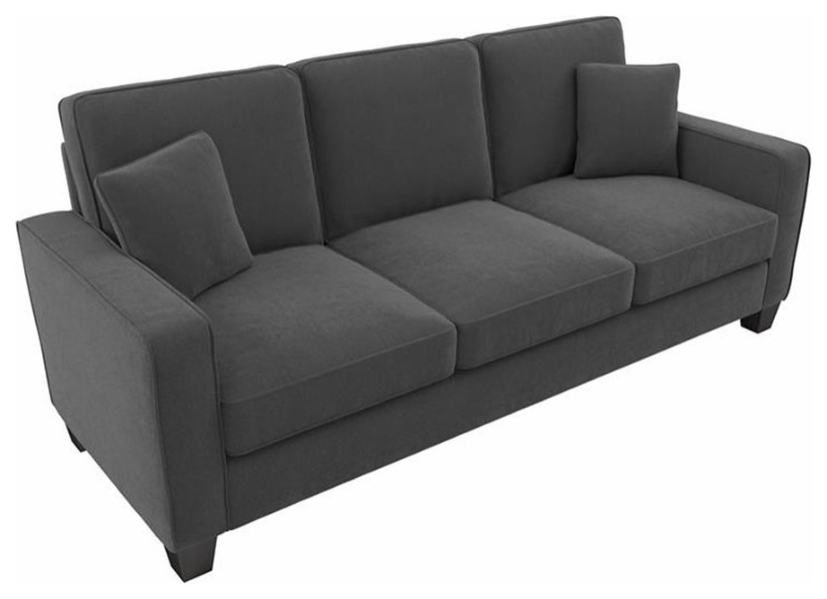 Stockton 85W Sofa in Charcoal Gray Herringbone Fabric   Sofas   by Homesquare  Houzz