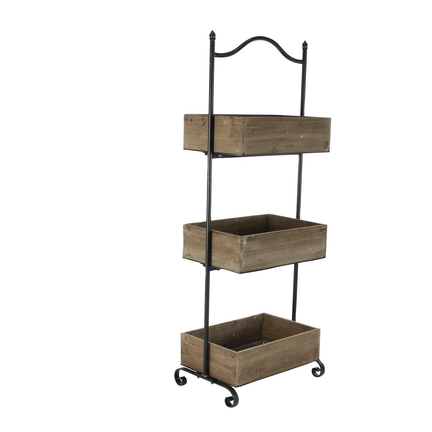 DecMode White Wood Farmhouse Storage Cart 49