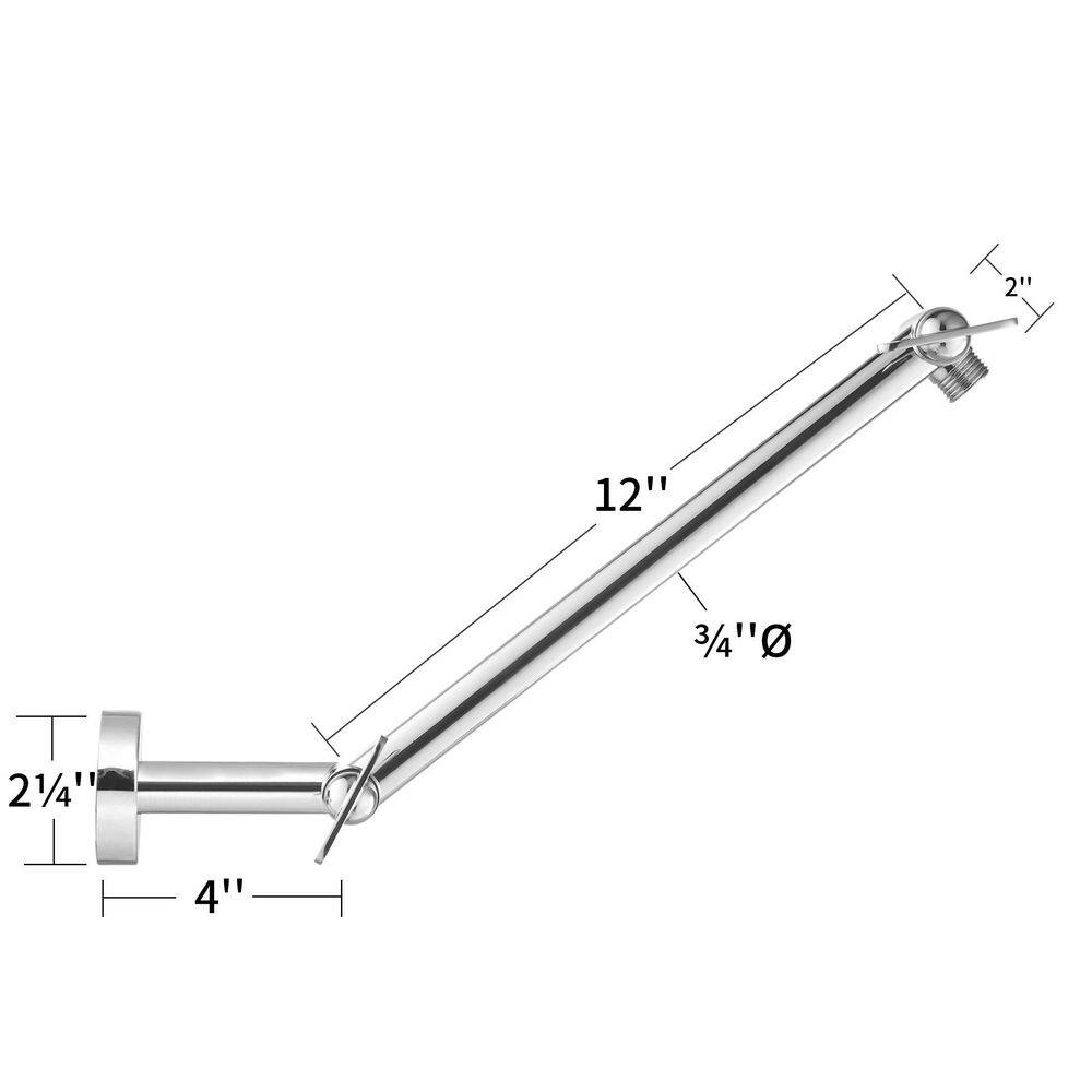 MODONA Adjustable Rain Shower Arm in Polished Chrome AC39-PC