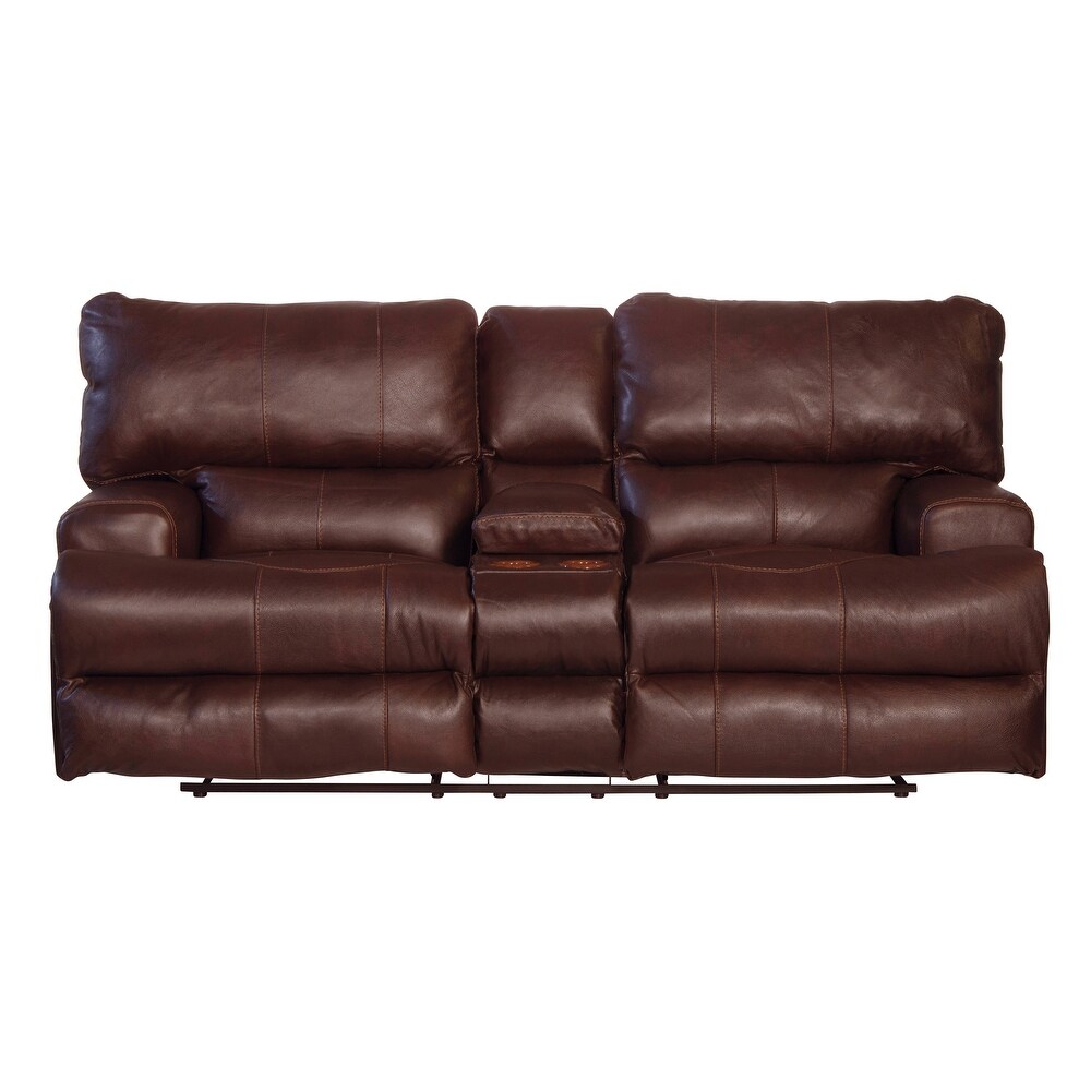 Wovington Walnut Leather Power Headrest/Lumbar Recliner Set