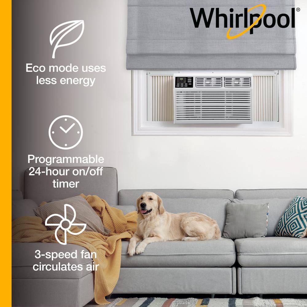 Whirlpool Energy Star 10000 BTU 115-Volt Window-Mounted Air Conditioner w Remote Control AC for Rooms up to 450 sq. ft. Timer WHAW101CW