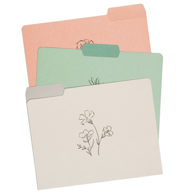 U Brands 12ct File Folders Floral Line Art