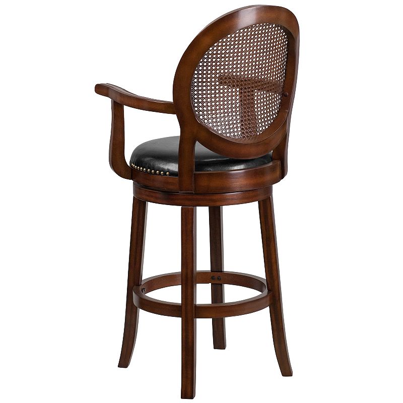 Flash Furniture Espresso Rattan Back Swivel Bar Stool