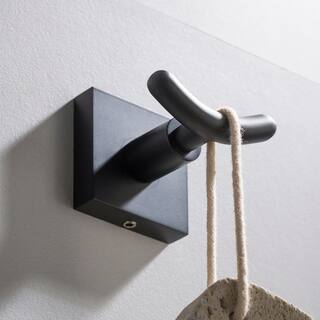 KRAUS Ventus Bathroom Robe and Towel Double Hook in Matte Black KEA-17702MB