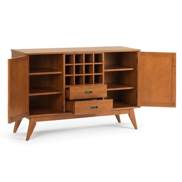 WYNDENHALL Tierney SOLID HARDWOOD 54 inch Wide Mid Century Modern Sideboard Buffet and Winerack - 54 W x 17 D x 36 H