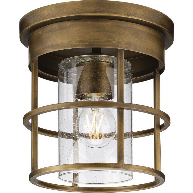 Progress Lighting Burgess 1 light Flush Mount Aged Bronze Seeded Glass