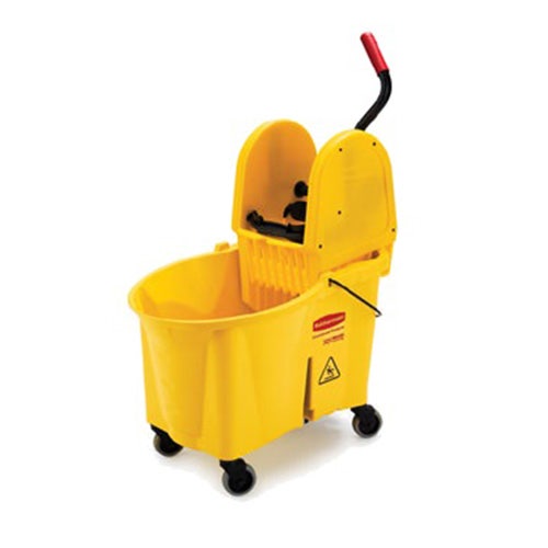 Rubbermaid FG757688YEL WaveBrake 44-Quart Mop Bucket with Down Press Wringer， Yellow