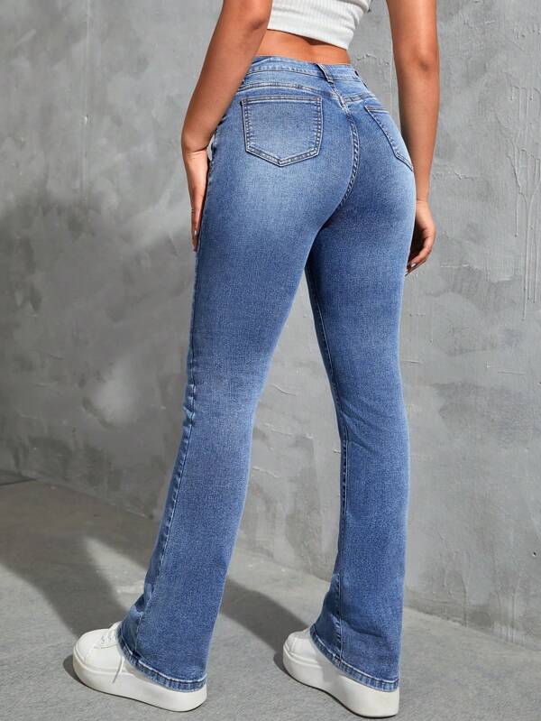 Ripped Flare Leg Jeans