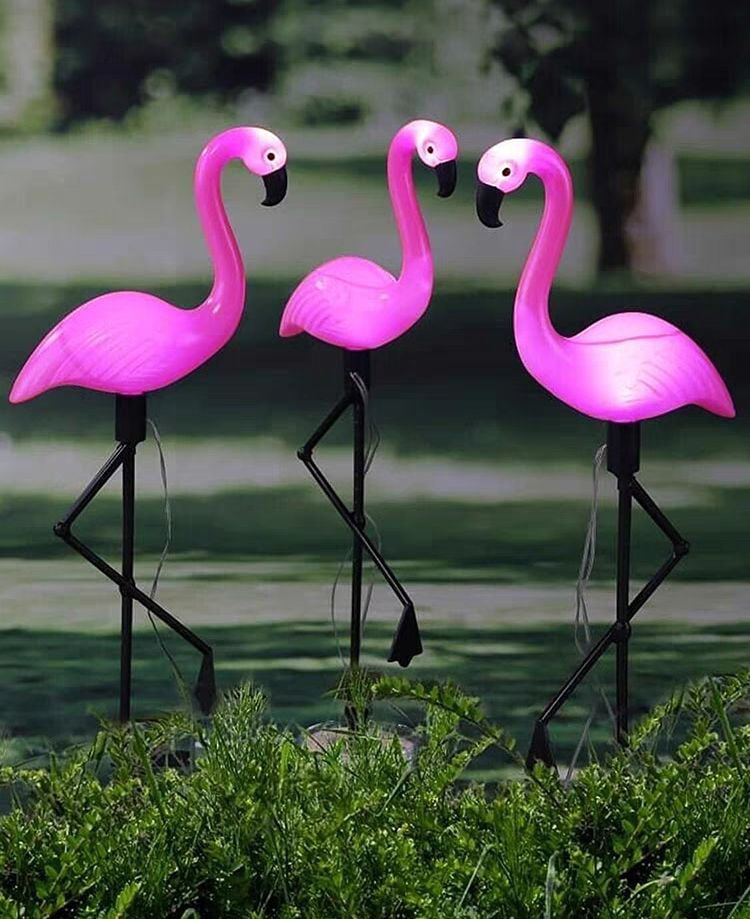 1pc Outdoor Solar Lights Waterproof Flamingos Garden Decor Lights