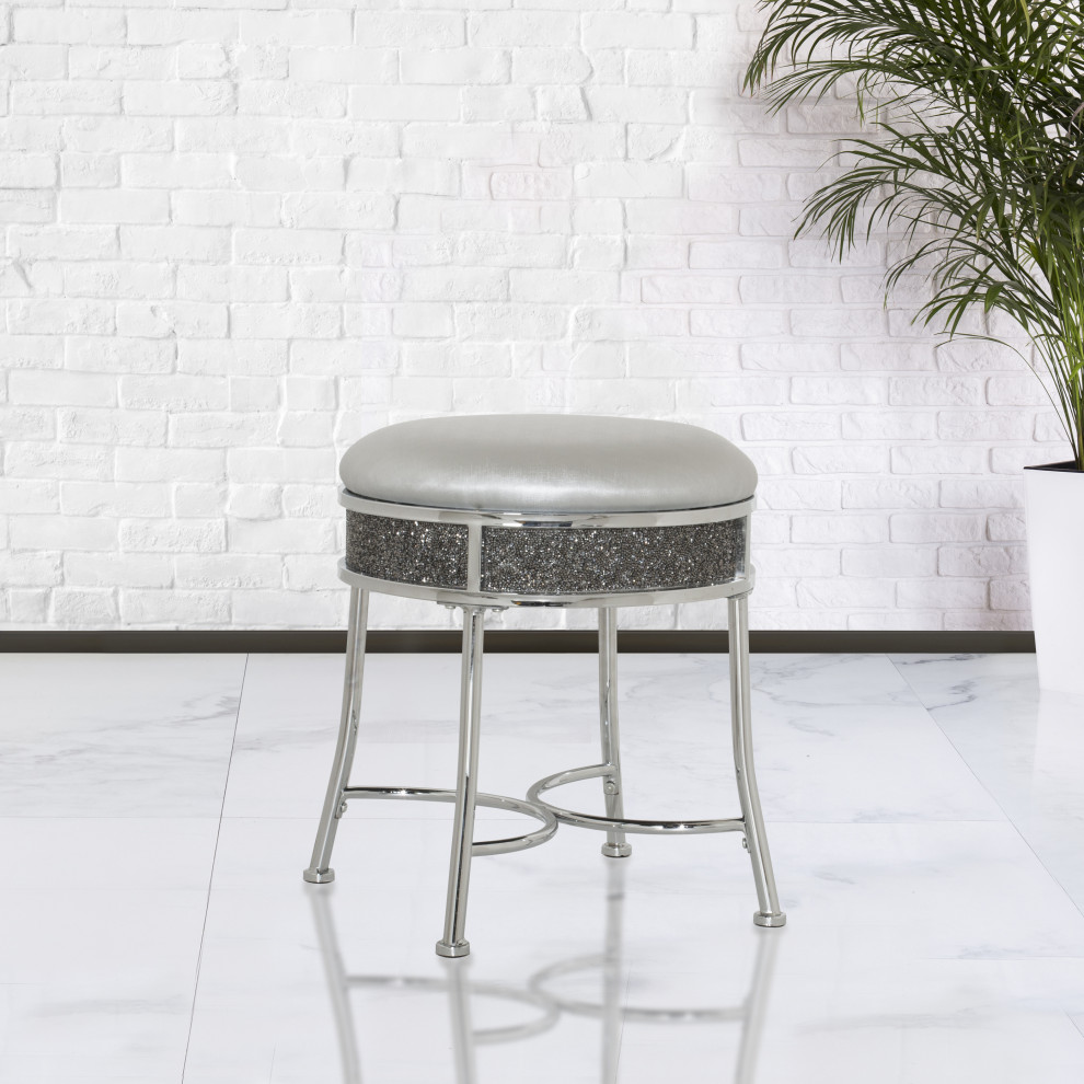 Hillsdale Furniture Roma Backless Faux Diamond Cluster Vanity Stool  Chrome   Contemporary   Vanity Stools And Benches   by Hillsdale Furniture  Houzz