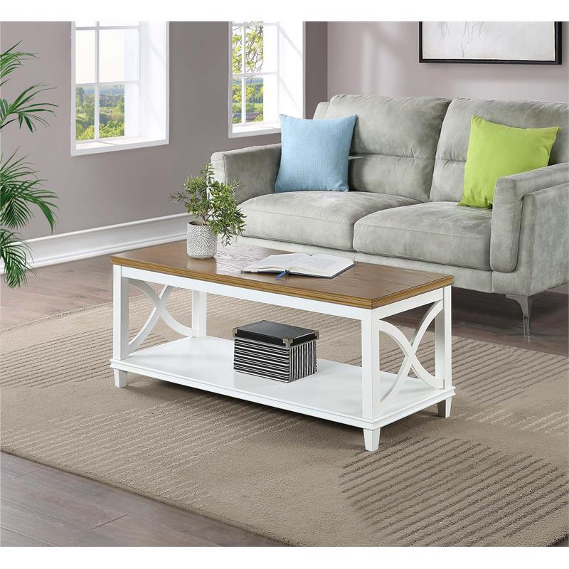 Convenince Concepts Florence Coffee Table in White and Brown Wood Finish   Transitional   Coffee Tables   by Homesquare  Houzz