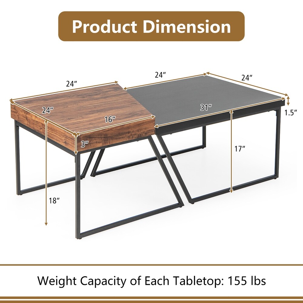 Nesting Table Modern Coffee Table Set of 2 Stacking Side Table